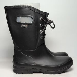 Bogs black amanda plush insulated waterproof rain boot women's size 6 EU 37